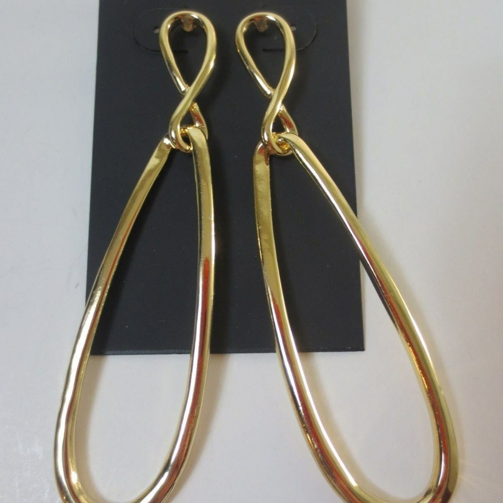 Cache Gold Oval Link Gold Infinity Loop Statement Trendy  Earring SET OF 2 PCS - Picture 5 of 6